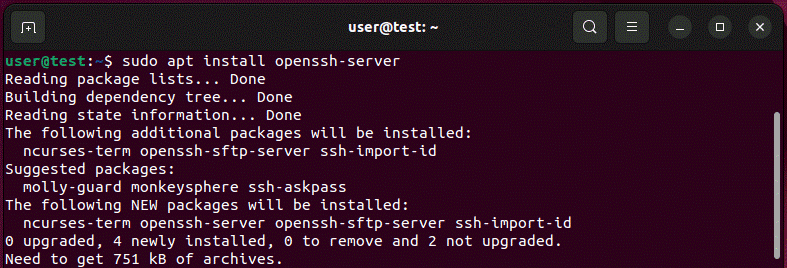 Installation d’OpenSSH dans le terminal Ubuntu