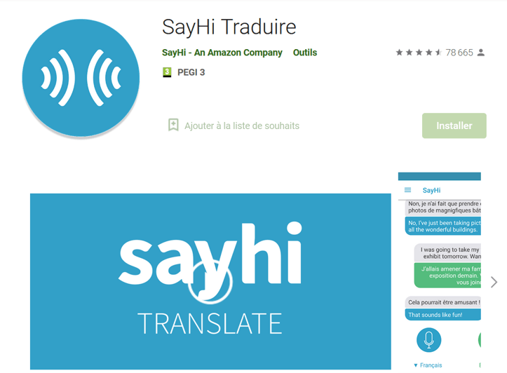 SayHi Traduire sur Google Play Store