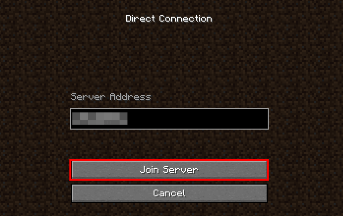 Capture d’écran de Minecraft : rejoindre un serveur