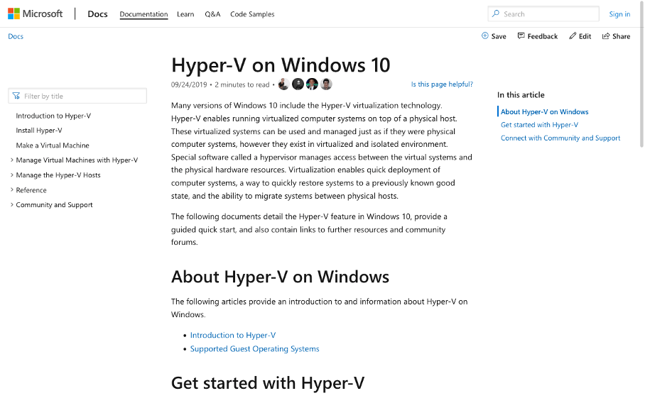 Capture d’écran du site d’Hyper-V Manager