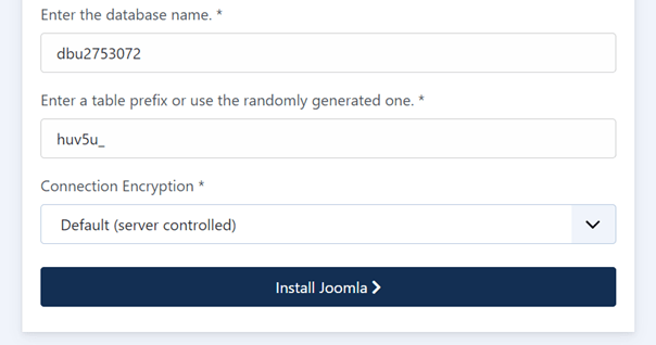 Installer Joomla : connexion à la base de données