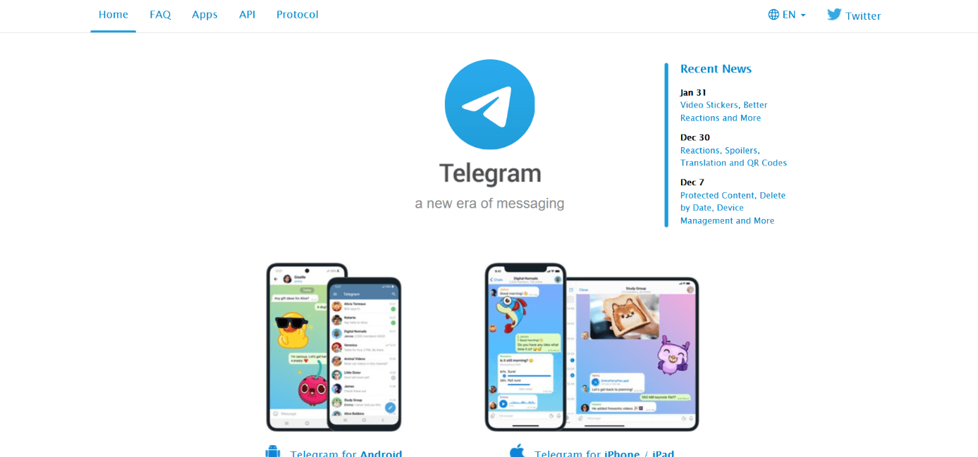 Capture d’écran de la page Telegram