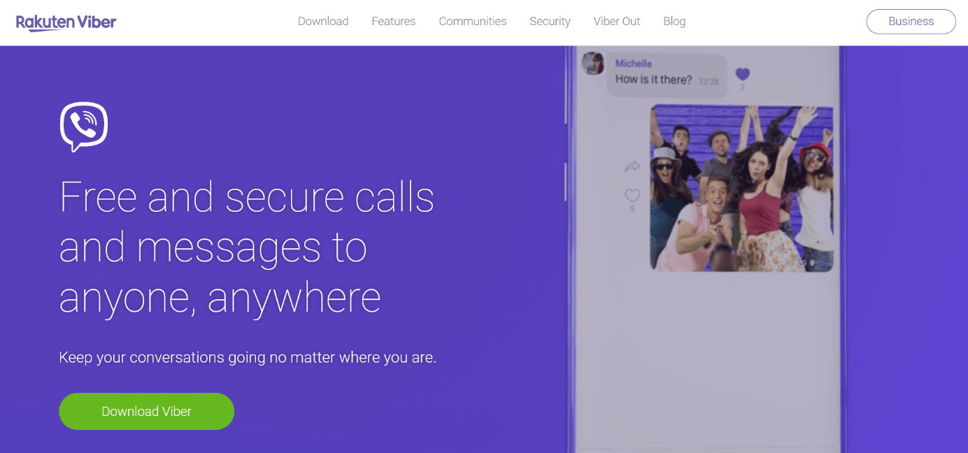 Capture d’écran du site Viber