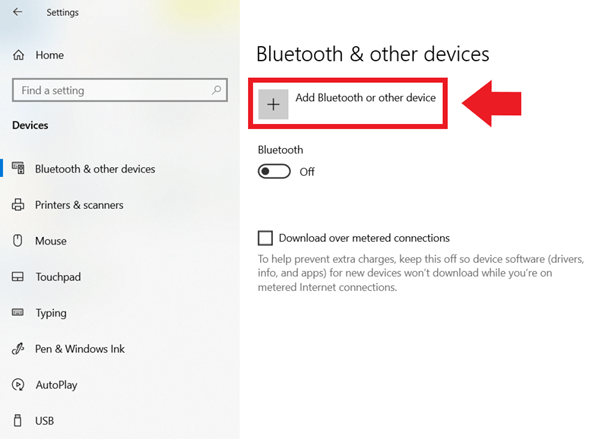 Dans les paramètres Windows, rendez-vous dans « Périphériques » puis cliquez sur « Ajouter un appareil Bluetooth ou un autre appareil »