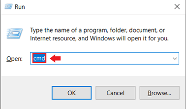 Ouvrez la fenêtre « Exécuter » avec le raccourci Windows + R et tapez « Cmd »
