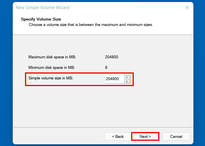 Windows 11 : définir la taille du volume