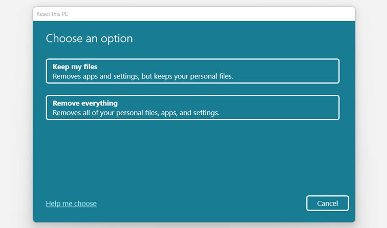 Windows 11 : assistant « Réinitialiser ce PC »