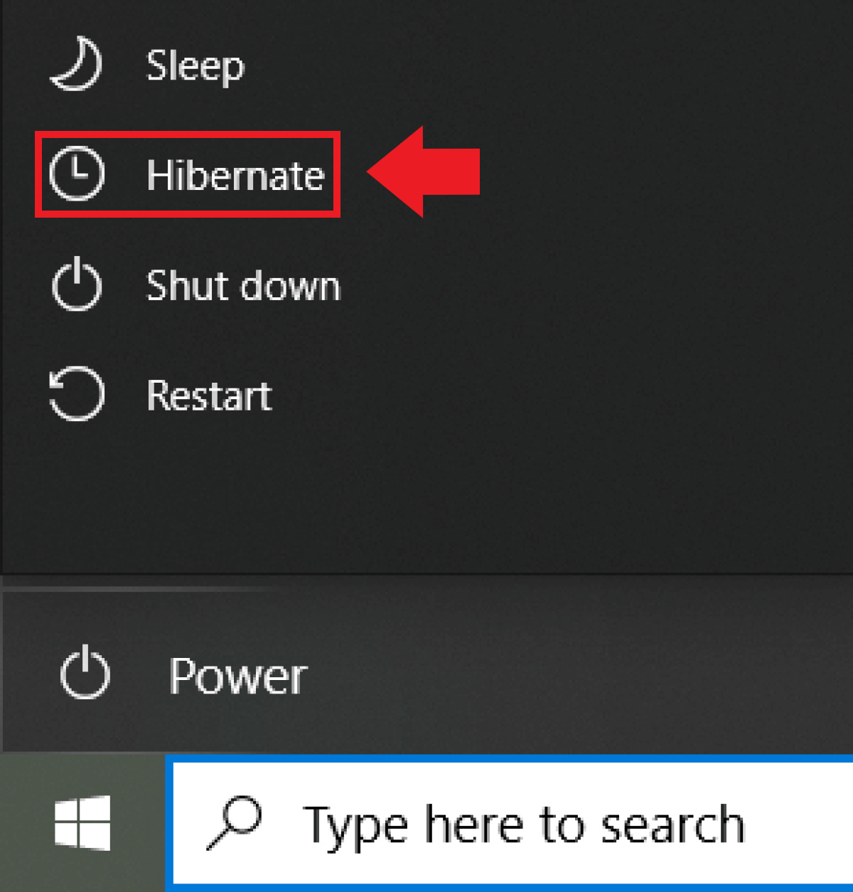 Windows 10 : option « Mettre en veille prolongée » sur l’écran de démarrage Windows