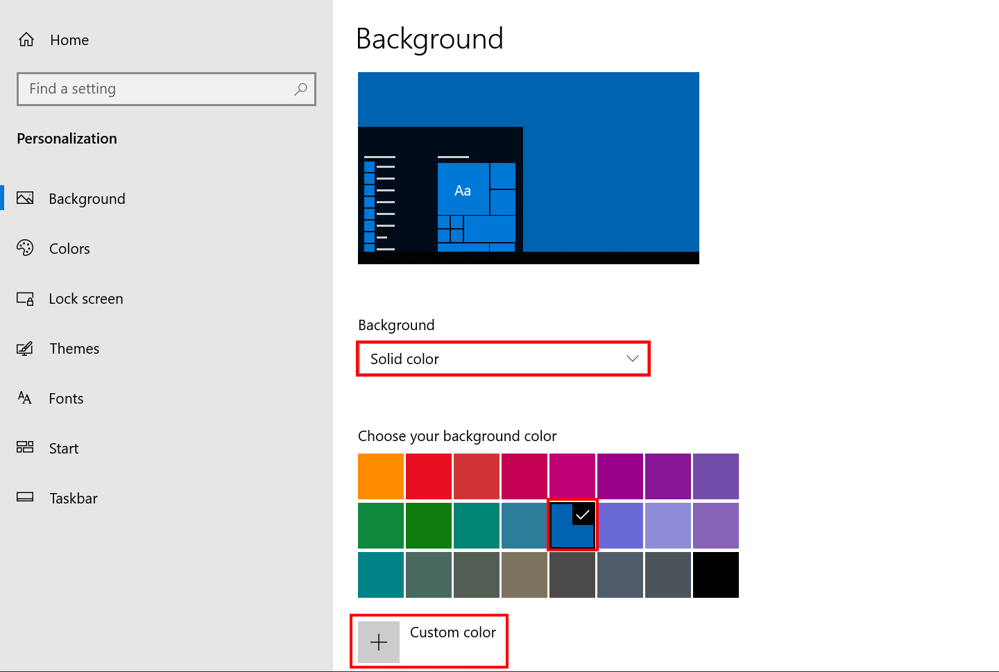 Windows 10 : choisir une couleur unie comme arrière-plan