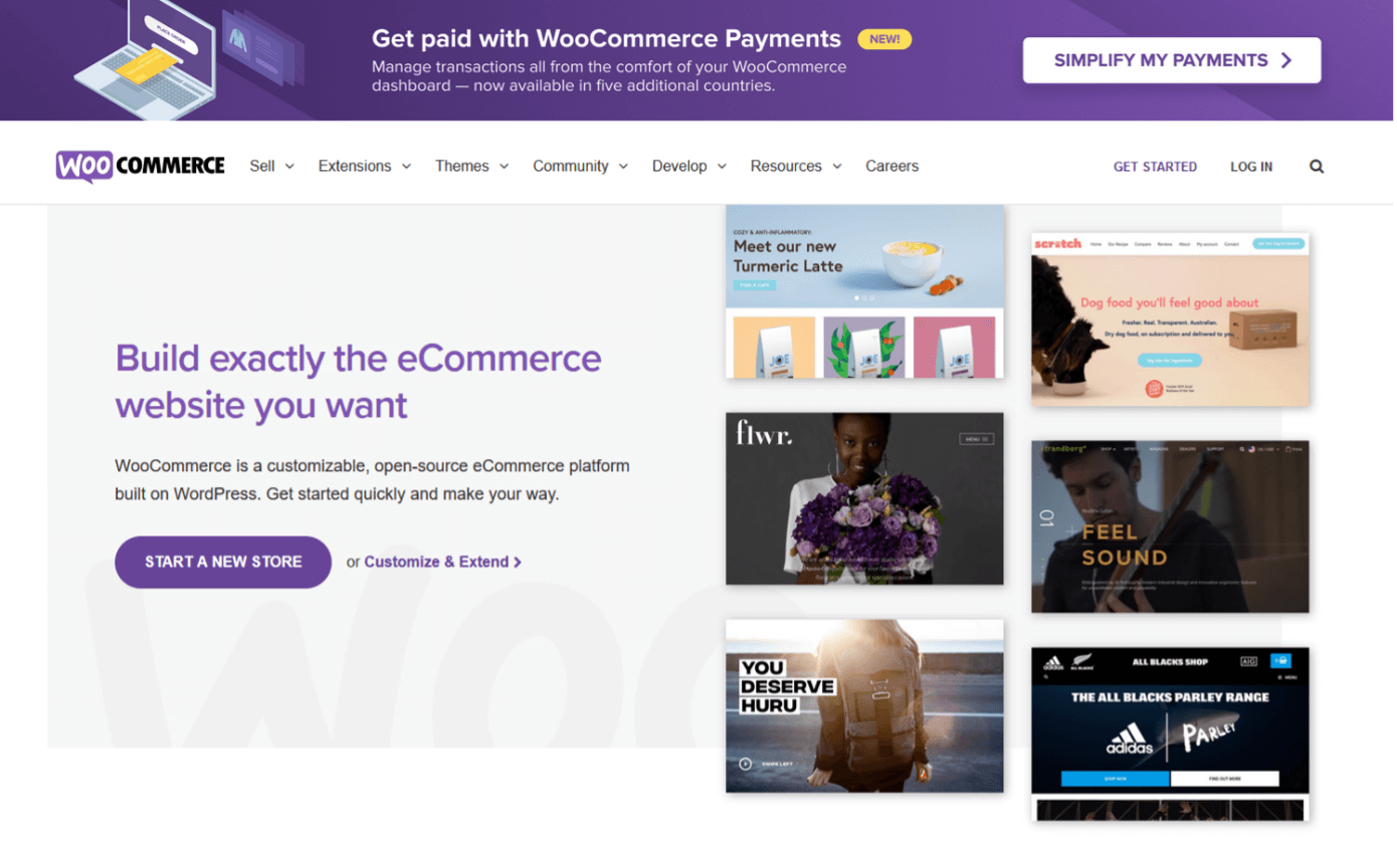 Capture d’écran du plugin WooCommerce sur WordPress