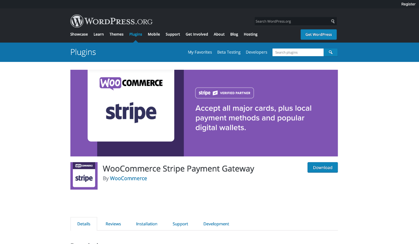 WooCommerce Stripe Gateway sur WordPress.org