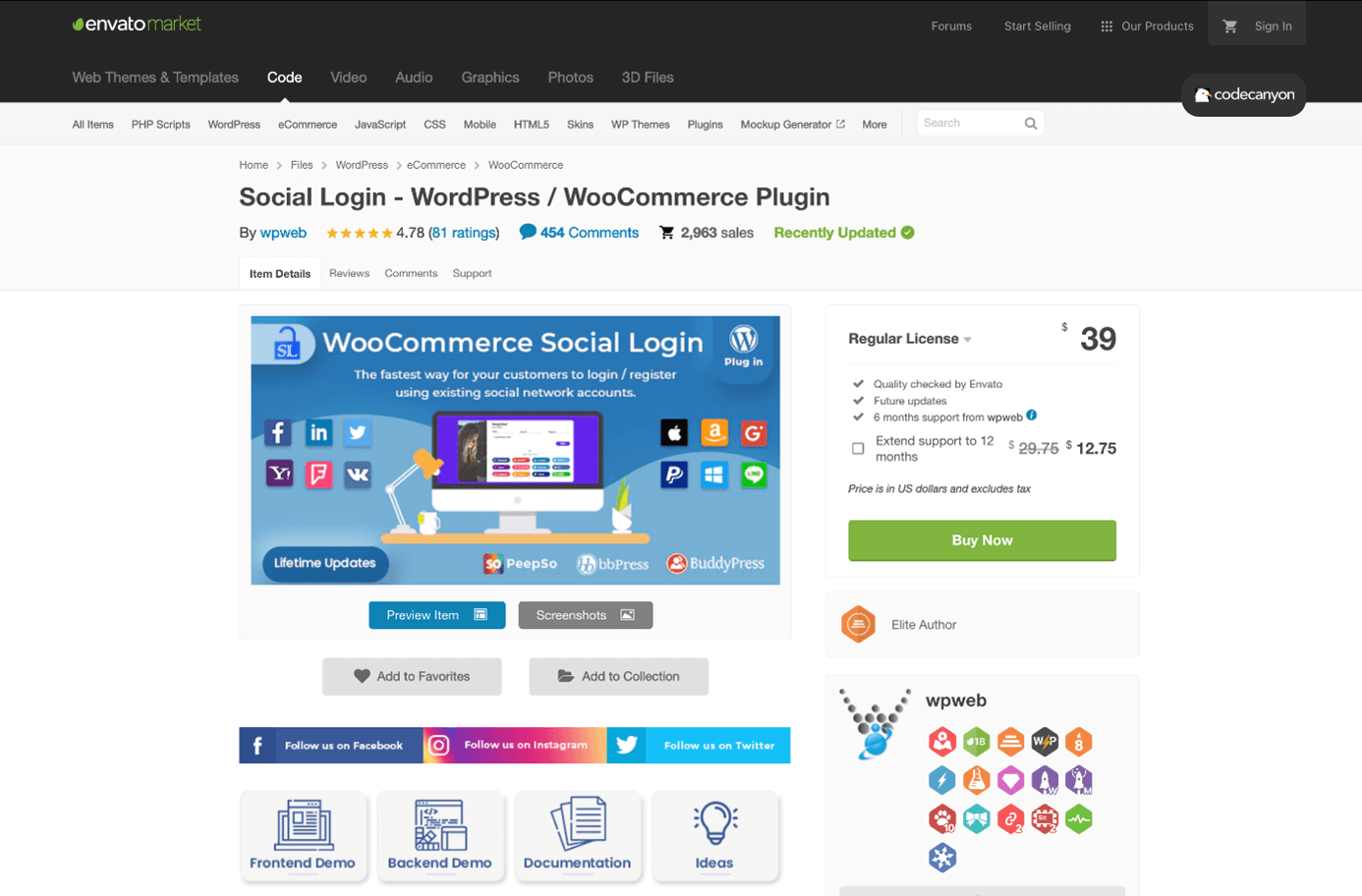WooCommerce Social Login d’envatomarket