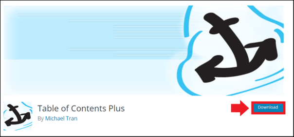 Page de téléchargement du plugin Table of Contents Plus