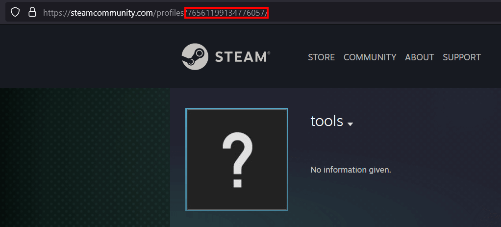 Address in browser with Steam ID Address in browser with Steam ID