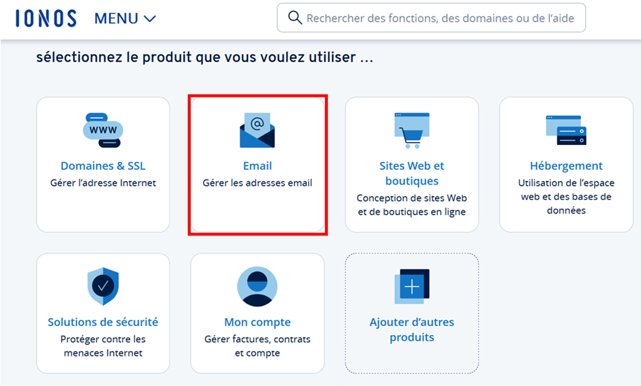 IONOS customer account: overview of the packs IONOS customer account: overview of the packs