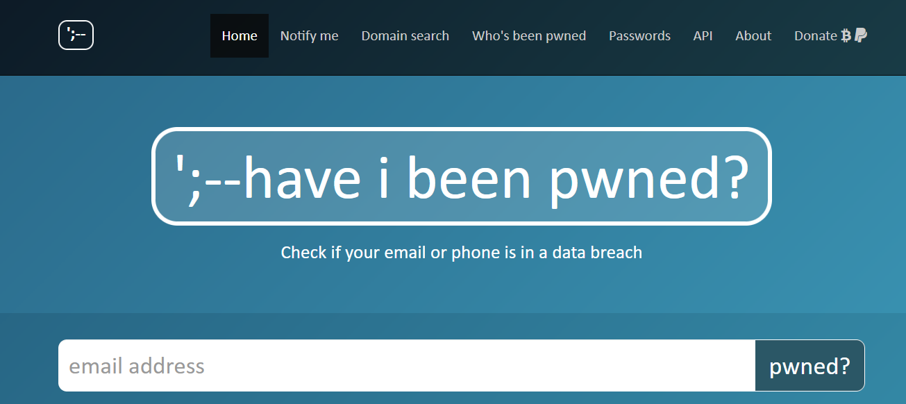 Capture d’écran du site Web de Have I Been Pwned? Capture d’écran du site Web de Have I Been Pwned?