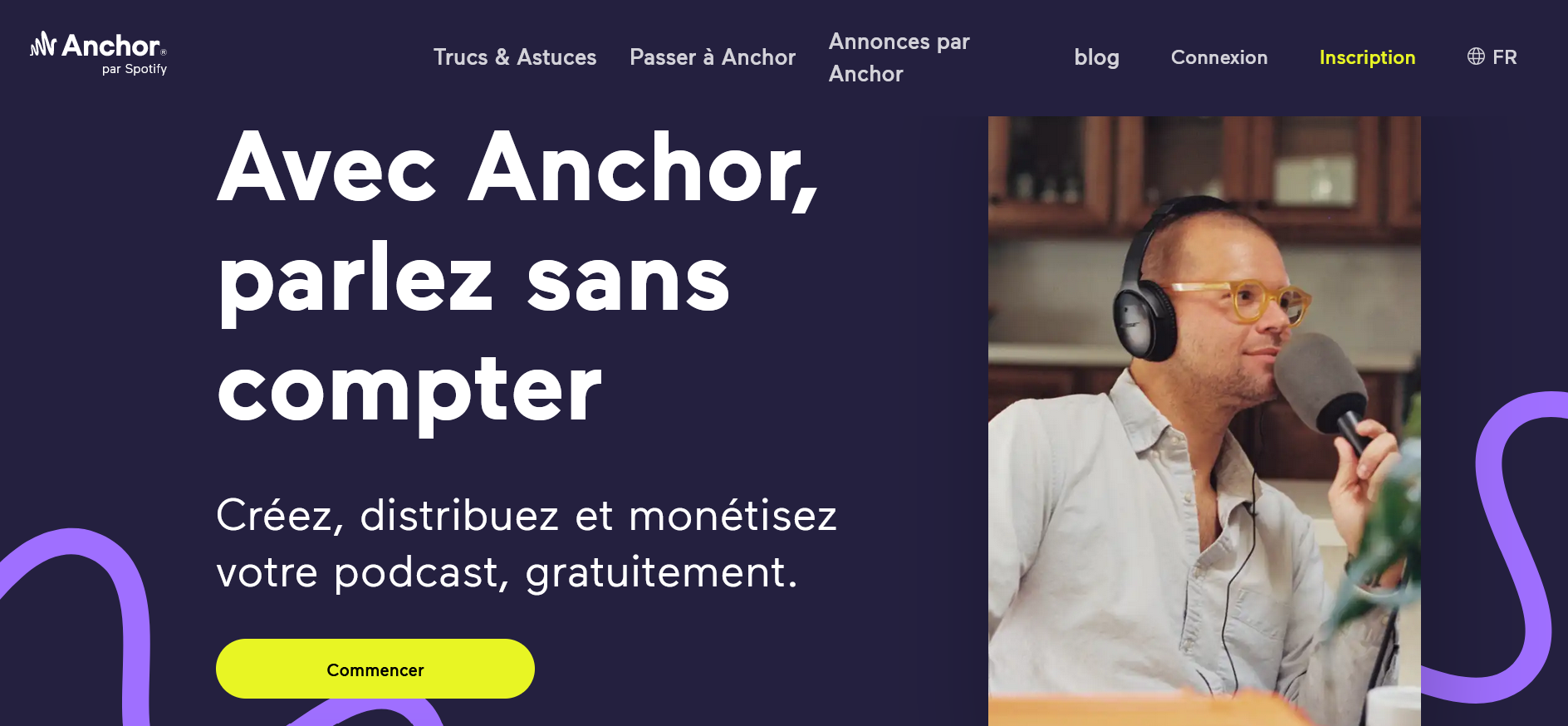 Capture d’écran de la page d’accueil d’Anchor Capture d’écran de la page d’accueil d’Anchor
