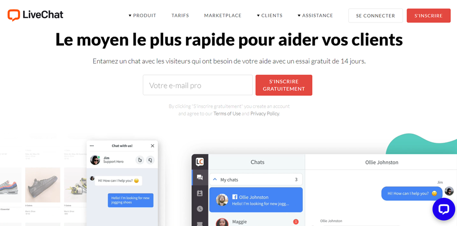 Page d’accueil de l’éditeur de logiciel de service client par chat en ligne LiveChat Page d’accueil de l’éditeur de logiciel de service client par chat en ligne LiveChat