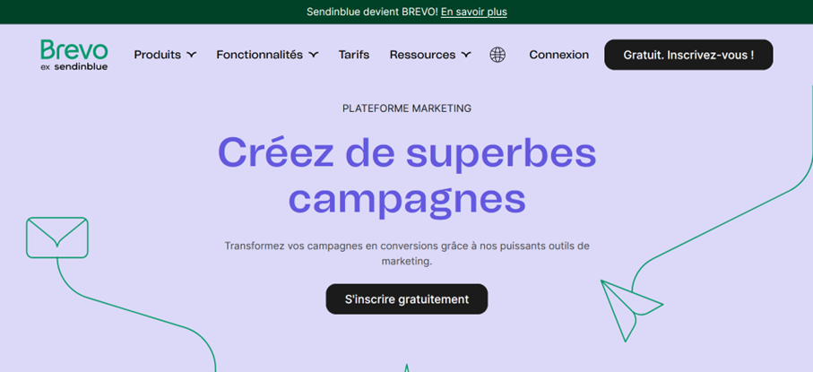 Page d’accueil de Brevo Page d’accueil de Brevo