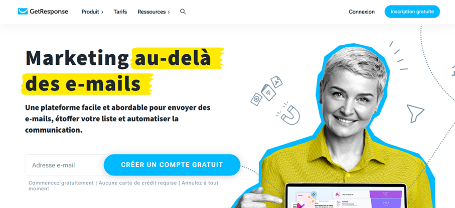 Page d’accueil de GetResponse Page d’accueil de GetResponse
