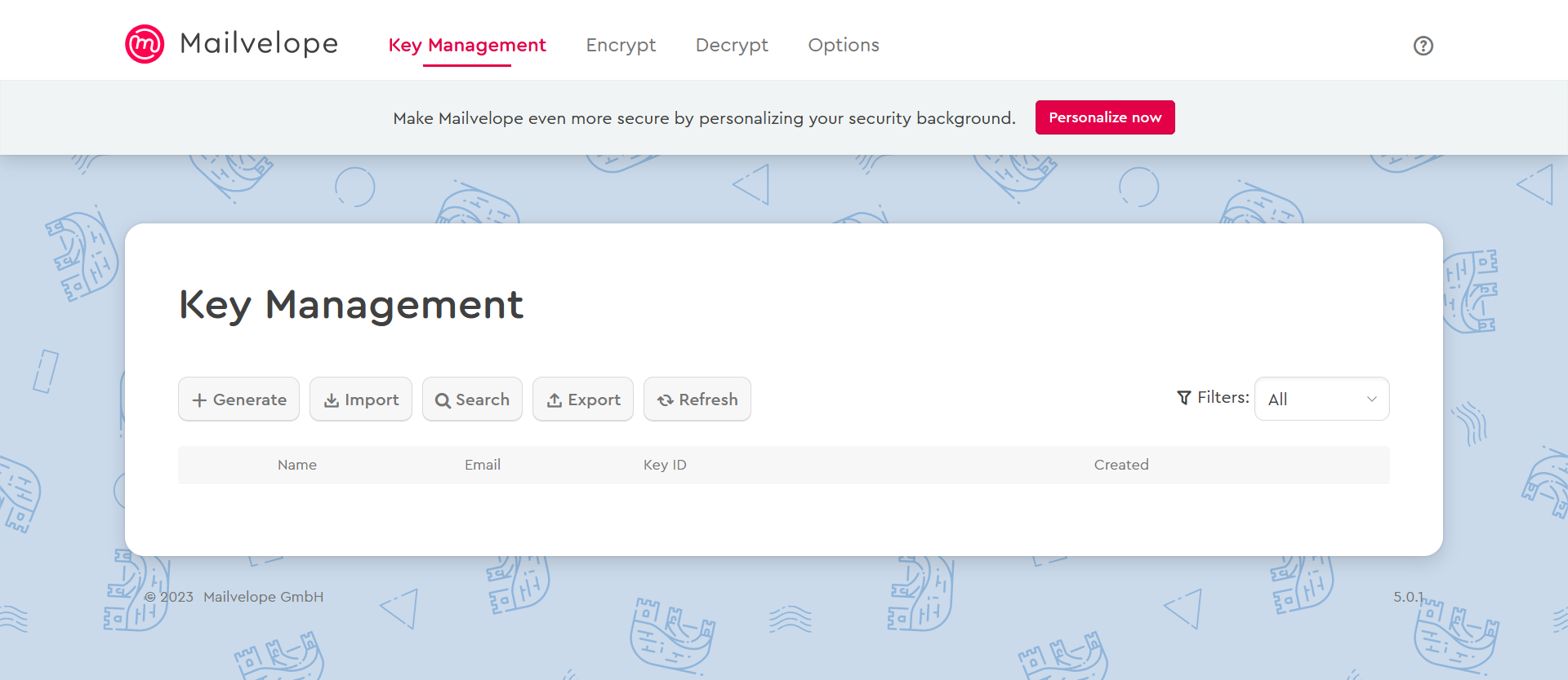 Interface de l’extension Mailvelope dans le navigateur Firefox Interface de l’extension Mailvelope dans le navigateur Firefox