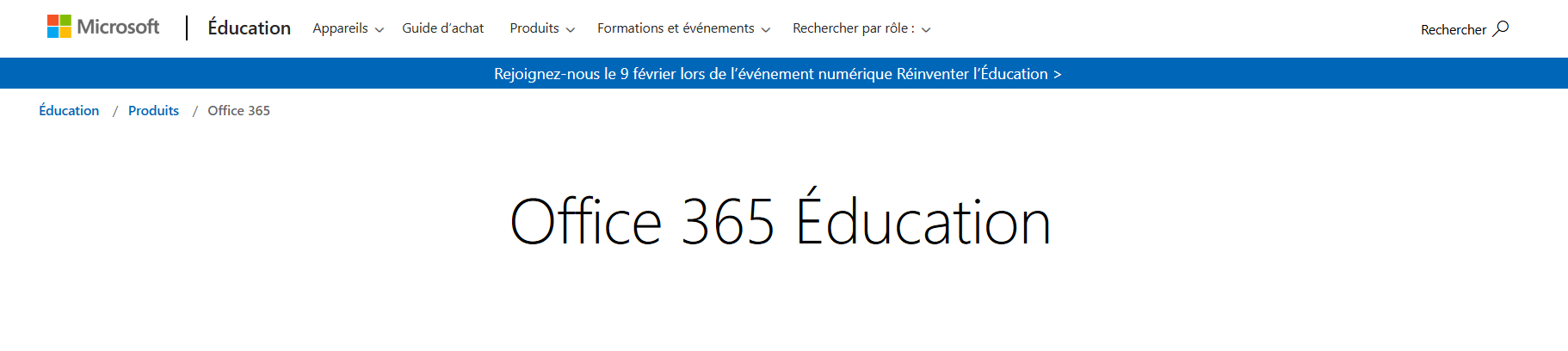 The Microsoft 365 Education page The Microsoft 365 Education page