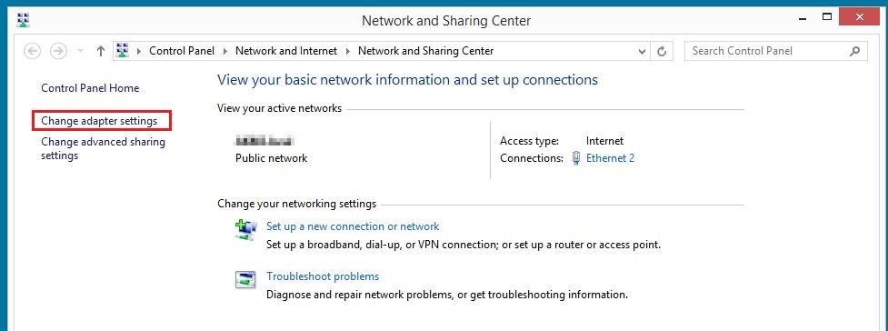 Centre réseau et partage sous Windows 8