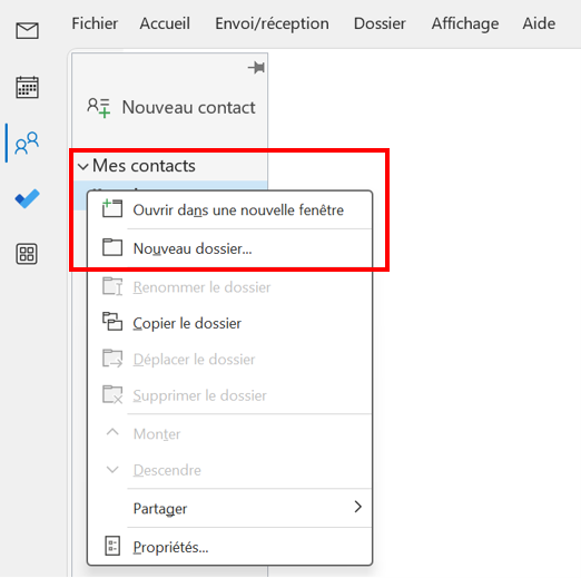 Outlook : Mes Contacts
