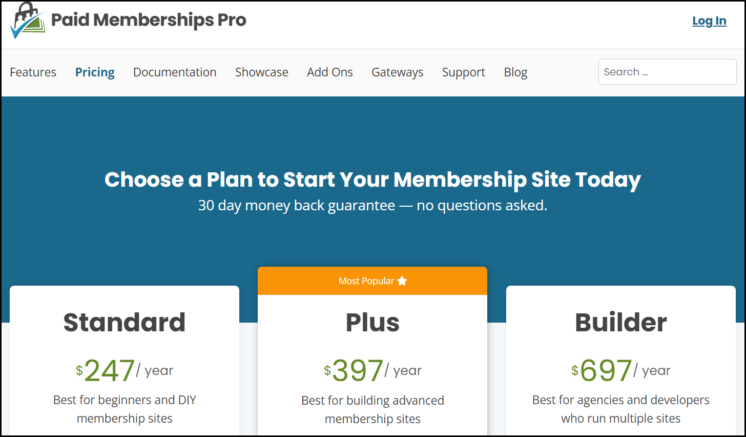 Site Web WordPress du plugin Paid Membership Pro