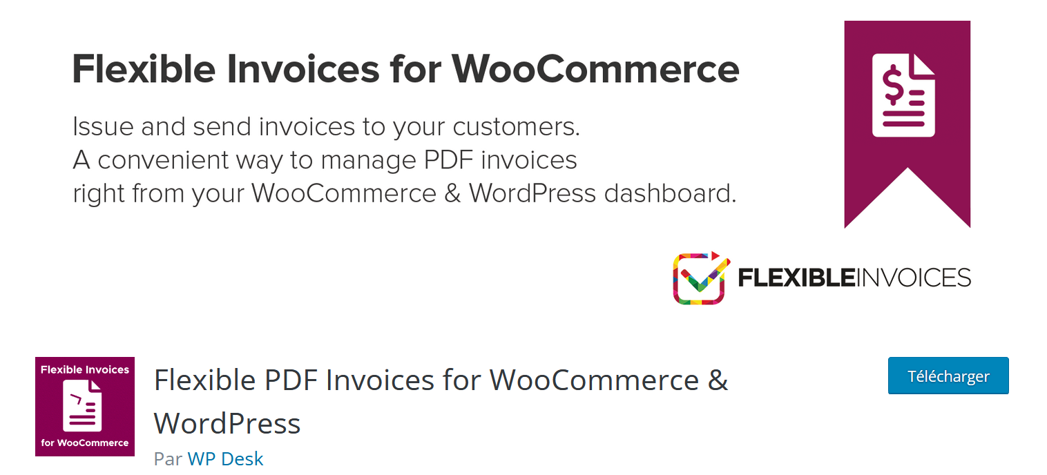 Plugin « Flexible PDF Invoices for WooCommerce & WordPress » de WP Desk