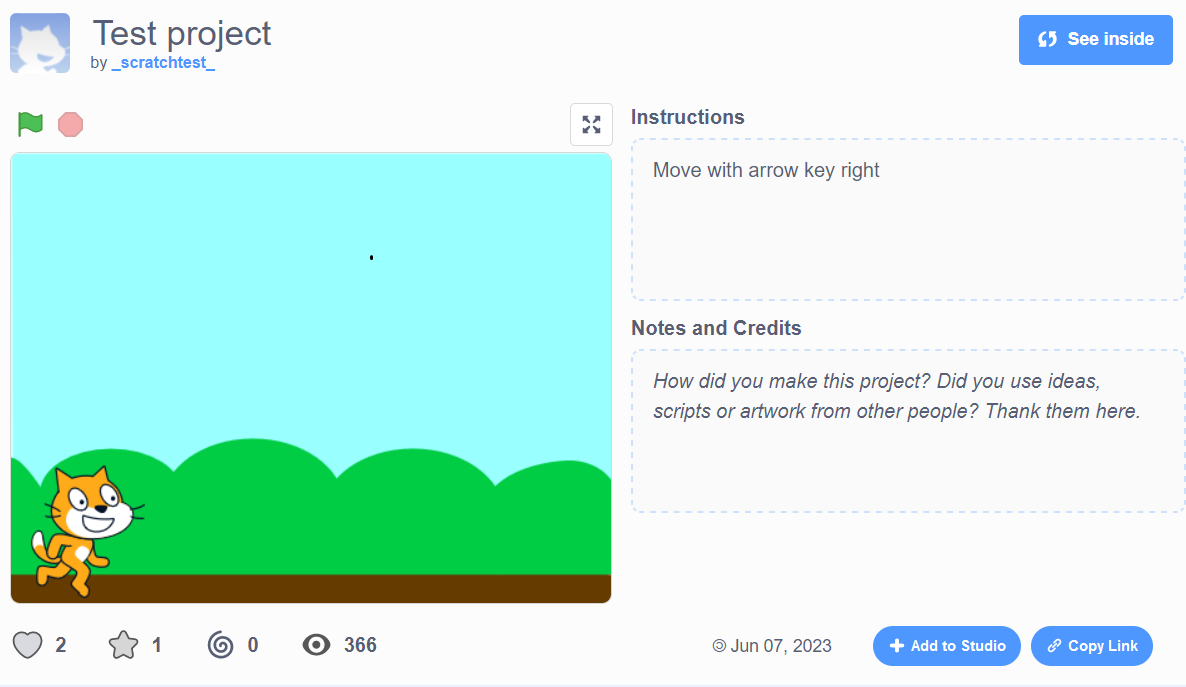 Scratch : publication d’un exemple de projet