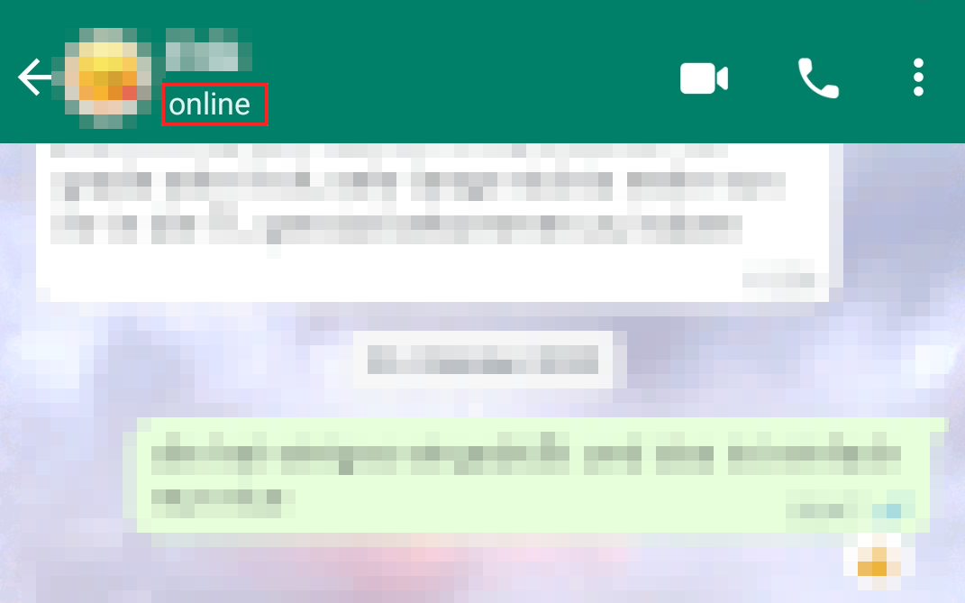 Capture d’écran du statut en ligne d’une conversation WhatsApp