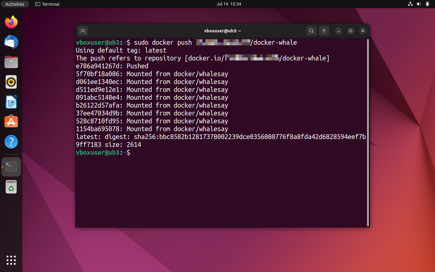 Terminal Ubuntu : téléchargement de l’image