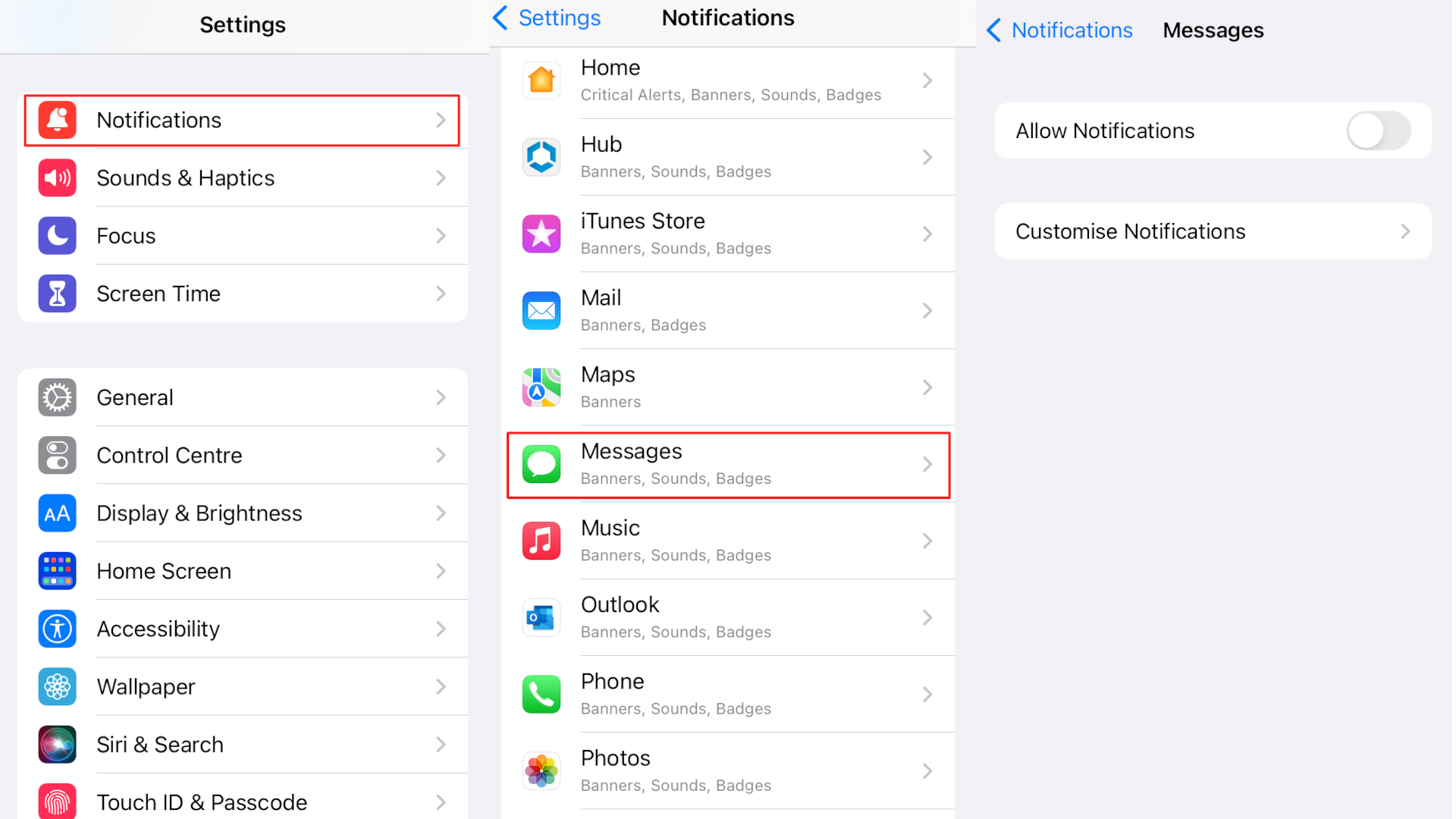 iOS app notification settings iOS app notification settings