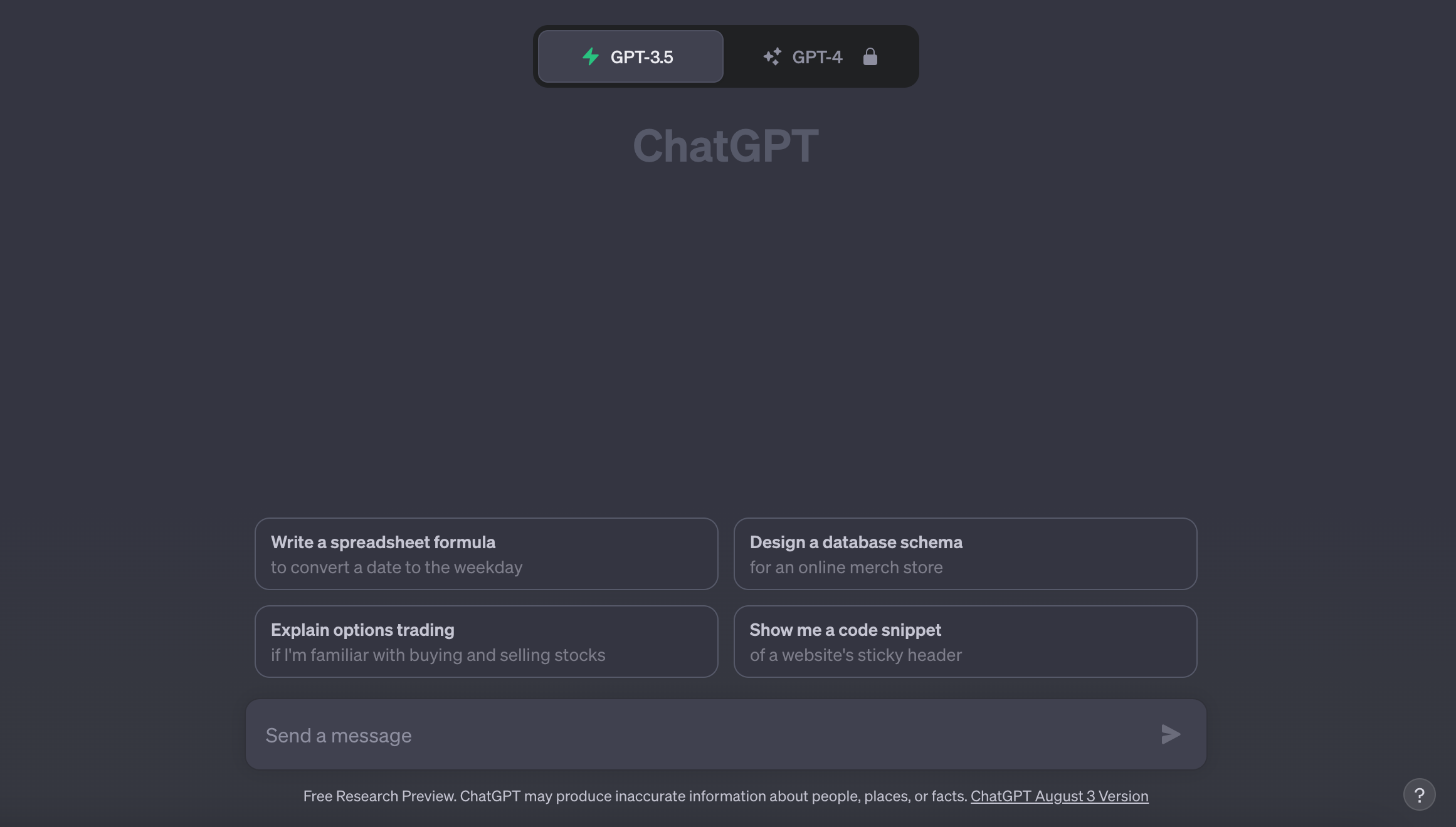 Capture d’écran de l’interface de ChatGPT Capture d’écran de l’interface de ChatGPT