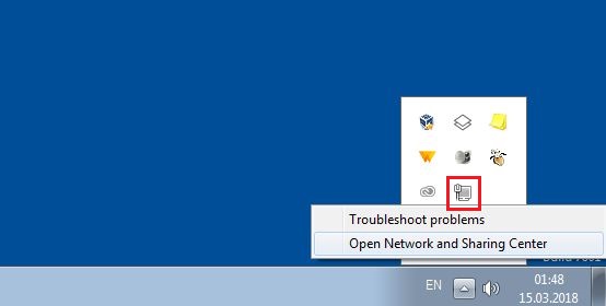 Windows 7 : icône Réseau dans le System Tray