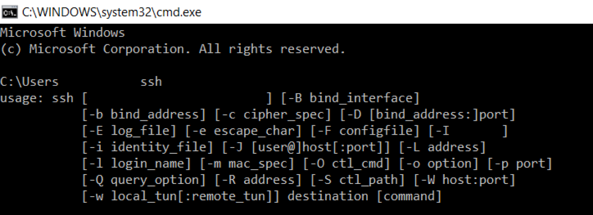 The SSH explanation guide in the Run dialog box The SSH explanation guide in the Run dialog box
