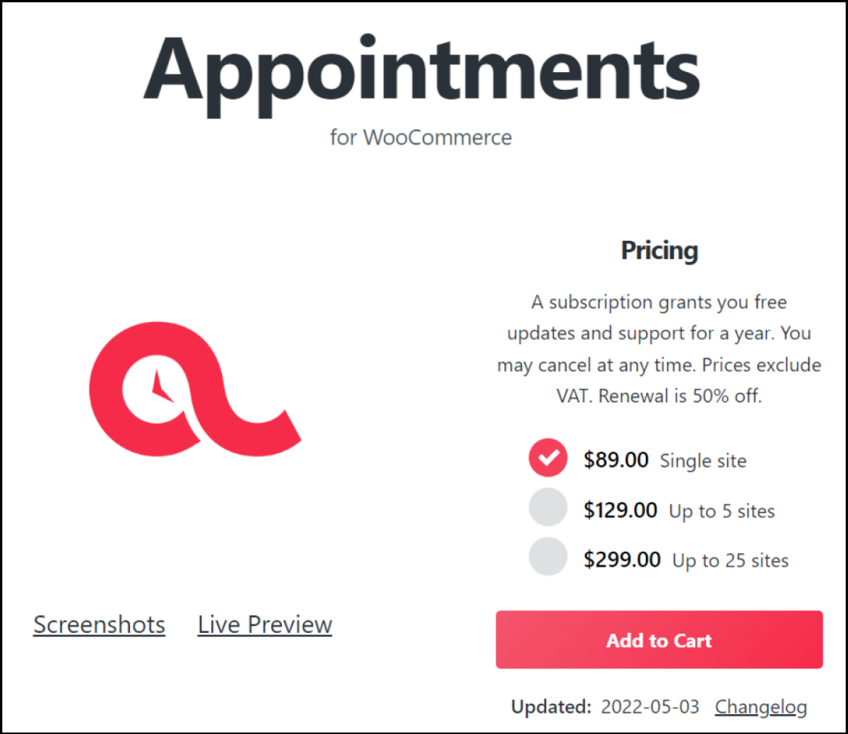Site Internet du plugin WooCommerce Appointments