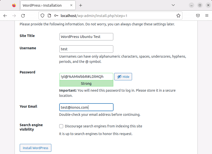Install WordPress on Ubuntu: installation wizard Install WordPress on Ubuntu: installation wizard
