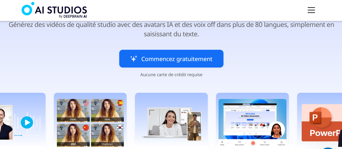 Capture d’écran du site Deepbrain AI Image: Capture d’écran du site Deepbrain AI