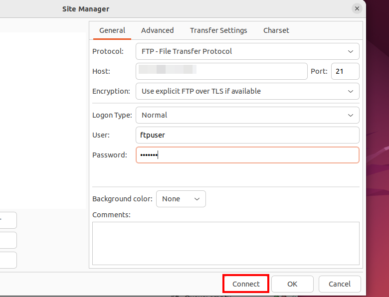 FileZilla Site Manager Image: FileZilla Site Manager
