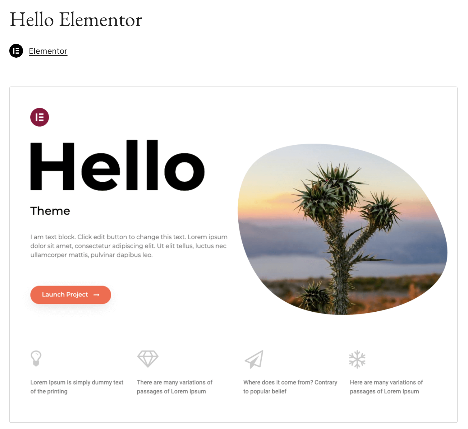Aperçu du thème WordPress Hello Elementor sur WordPress.org Image: Aperçu du thème WordPress Hello Elementor sur WordPress.org