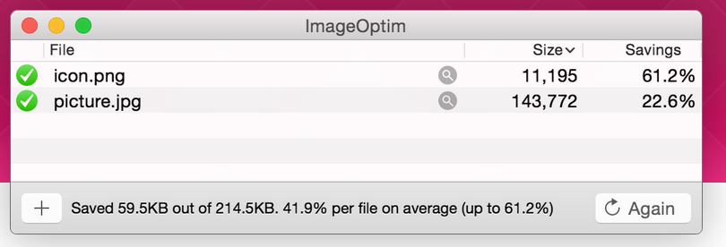 Capture d’écran d’ImageOptim Image: Capture d’écran d’ImageOptim