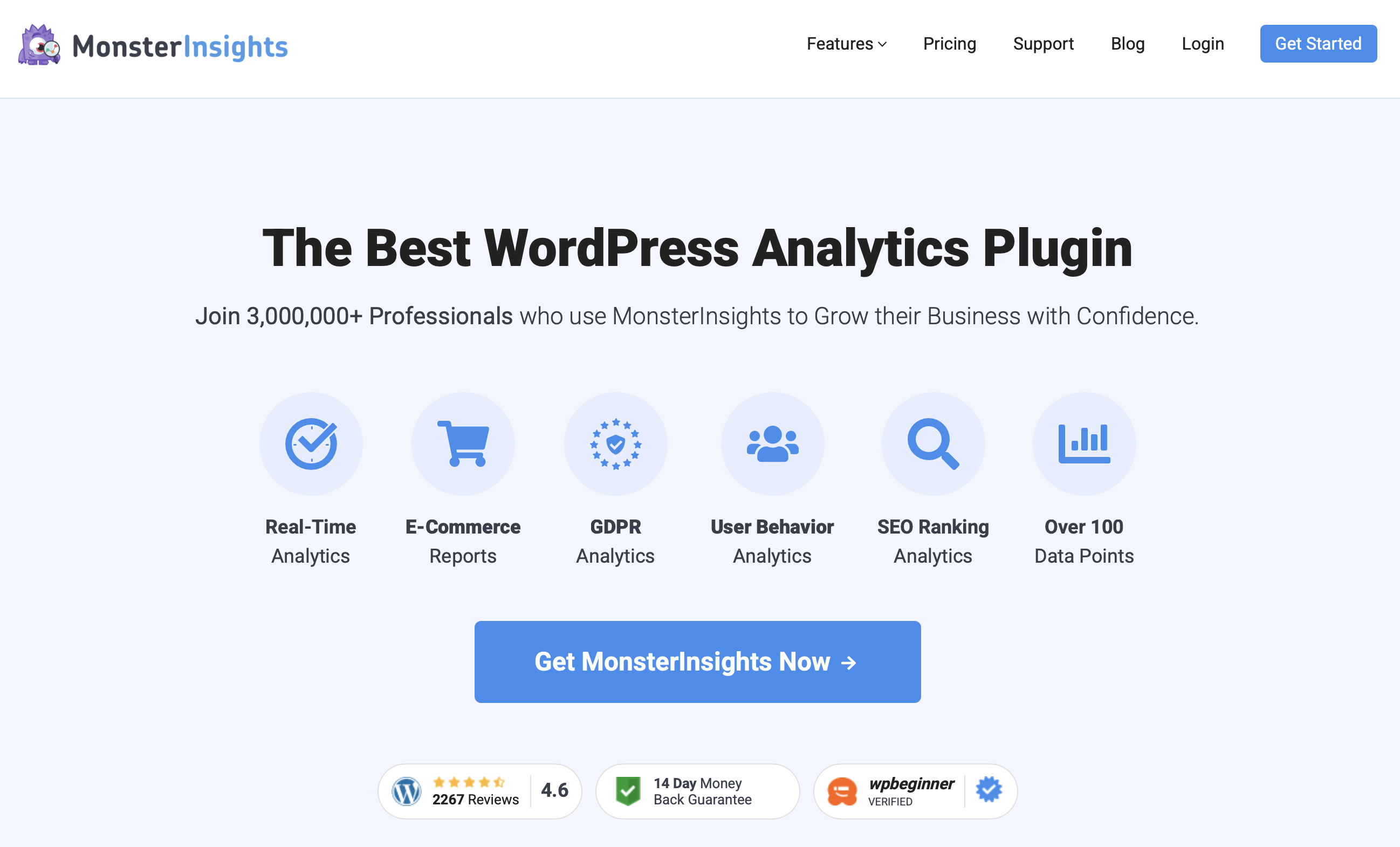 Site Internet de MonsterInsights Image: Site Internet de MonsterInsights