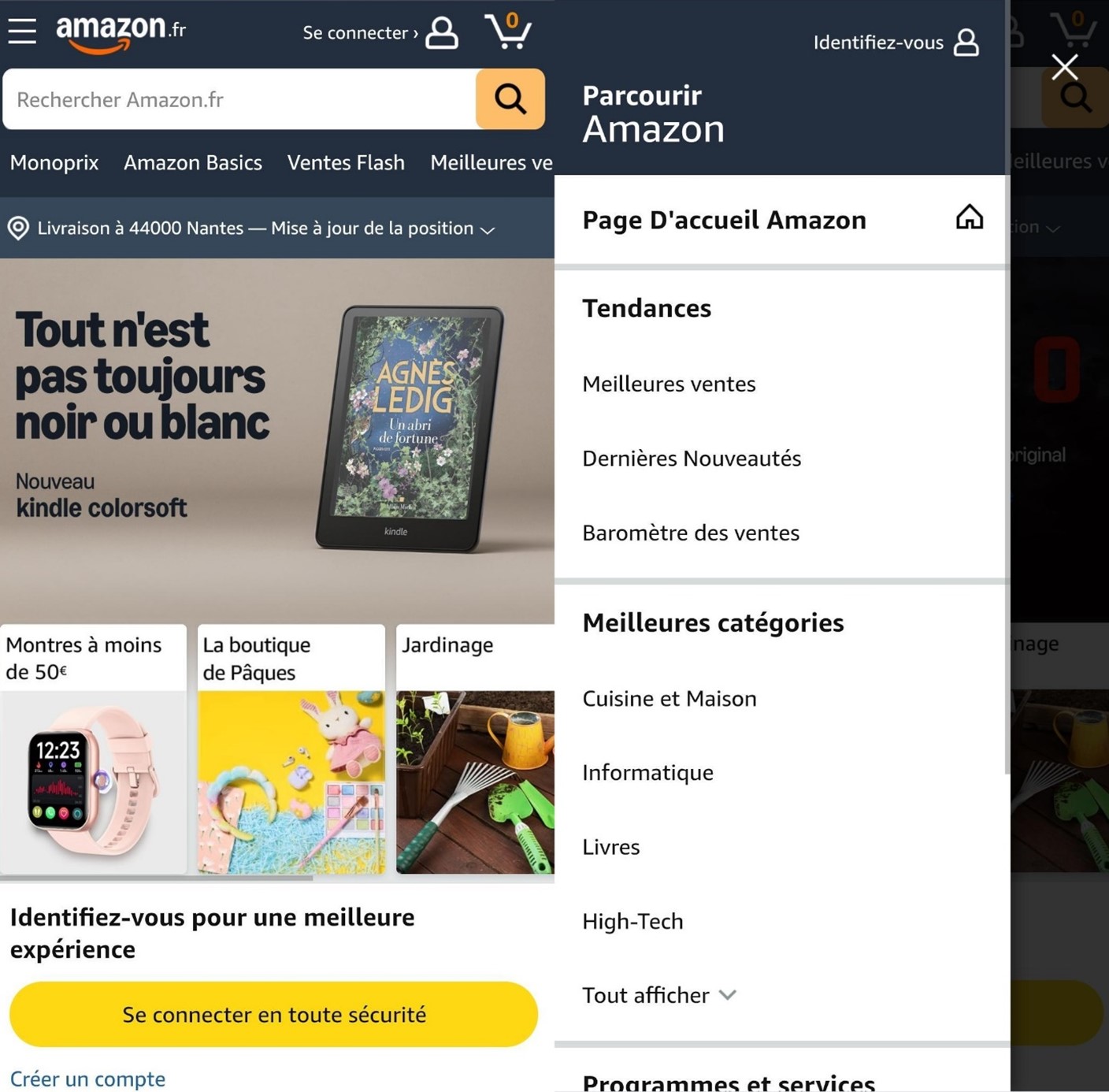 Navigation via un menu déroulant sur Amazon.fr Image: Navigation via un menu déroulant sur Amazon.fr