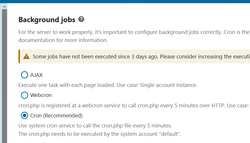 Nextcloud : « Background tasks » Image: Nextcloud : « Background tasks »