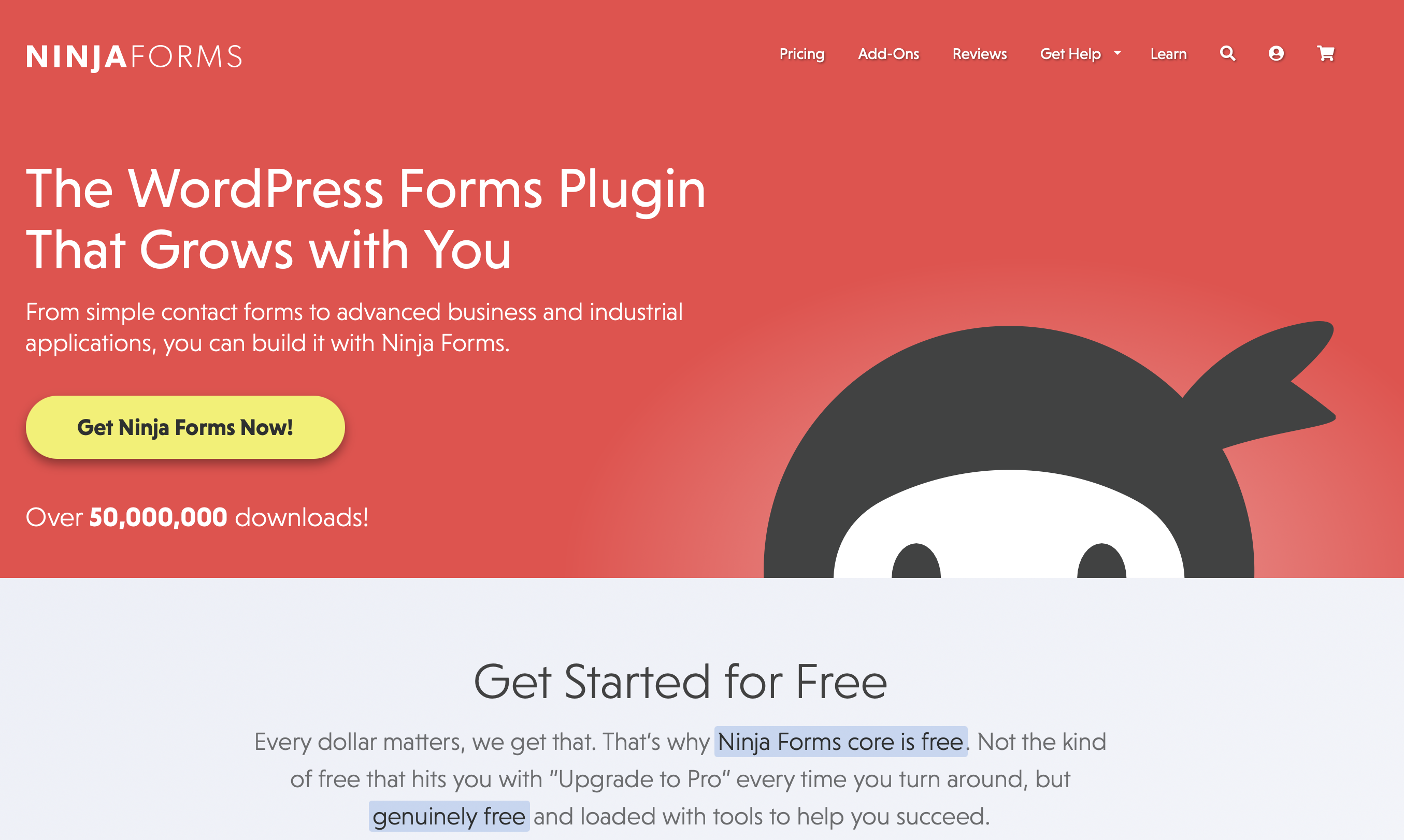 Page d’accueil du plugin Wordpress Ninja Forms Image: Page d’accueil du plugin Wordpress Ninja Forms
