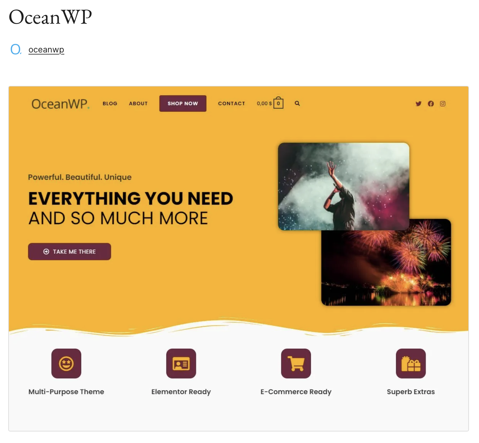 Aperçu du thème WordPress OceanWP sur WordPress.org Image: Aperçu du thème WordPress OceanWP sur WordPress.org