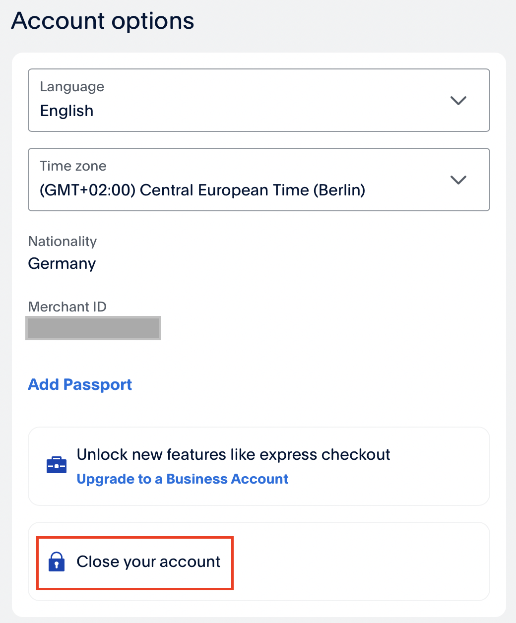 Paypal: account settings Paypal: account settings
