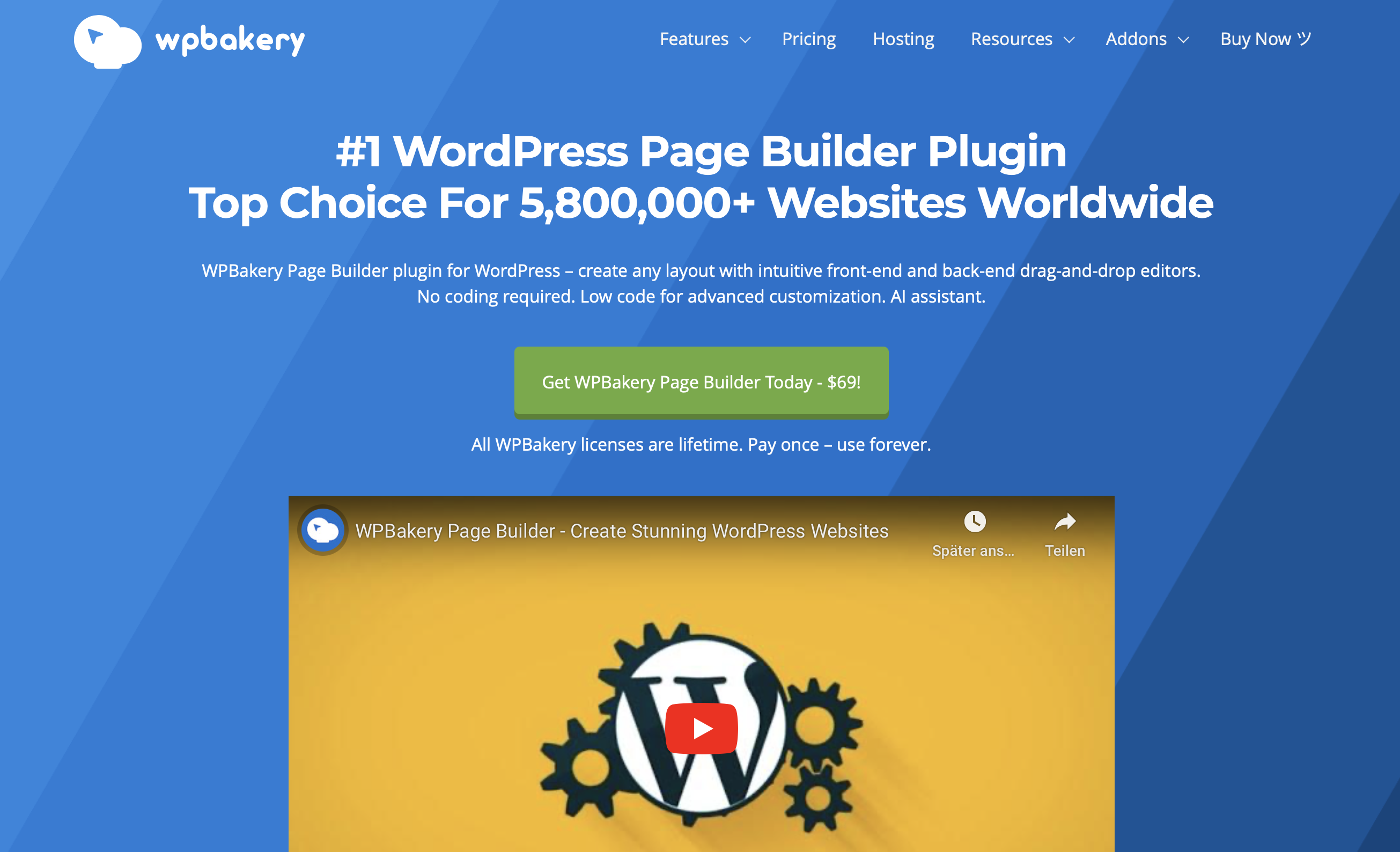 Capture d’écran du site Web de WPBakery Image: Capture d’écran du site Web de WPBakery